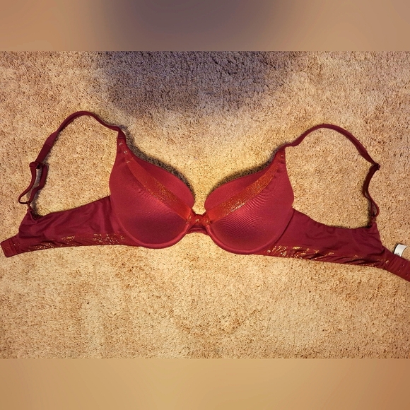 Victoria's Secret Maroon Glitter Body By Victoria Perfect Shape Pushup Bra - Picture 2 of 4